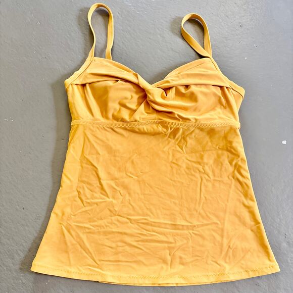 Athleta Twist Up Tankini Swim Top Strappy Mustard Yellow 32B/C - Picture 2 of 7